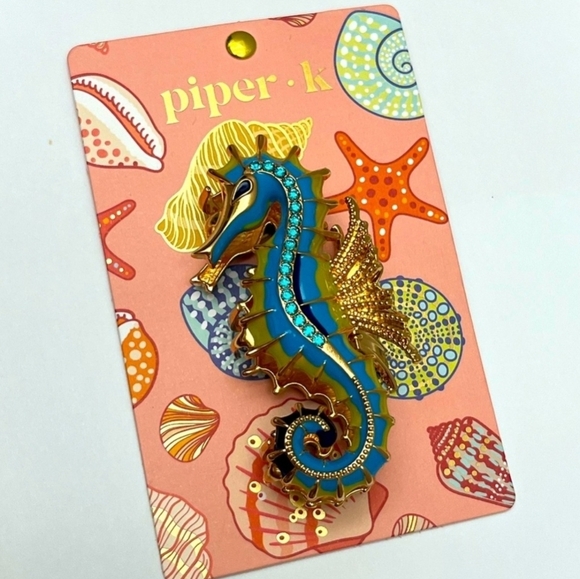 💙🔹️Piper K🔹️ Beautiful  Seahorse Hair Metal Claw Clip - Picture 1 of 2